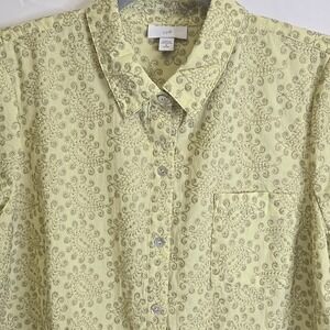 J. Jill One-Pocket Shirred Back Embroidered‎ Paisley Shirt, Medium Petite Mp